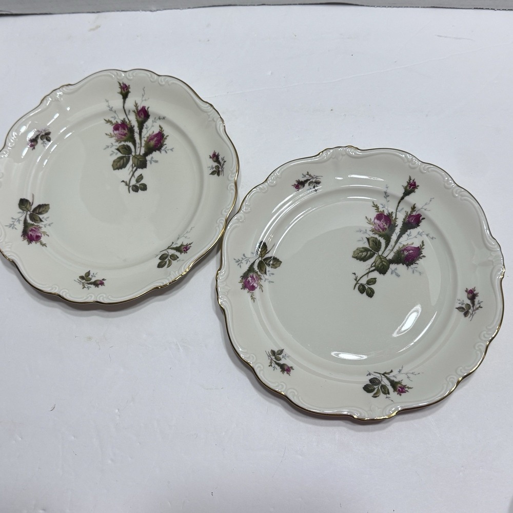 Set 2 Vintage Rosenthal Selb-Germany Pompadour Moss Rose Linch Salad Plates